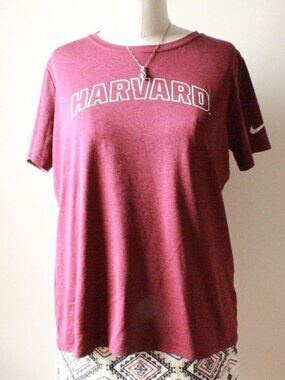 nike harvard university burgundy dri-fit athletic tee l